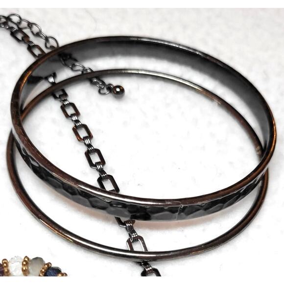 Iridescent Rainbow Titanium Necklace Earring Bracelet Futuristic Cyberpunk Boho - Picture 6 of 8